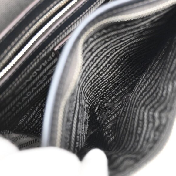 PRADA Logo Jacquard Crossbody Shoulder Bag Canvas Leather Brown SHW 38YH182 - Picture 10 of 16